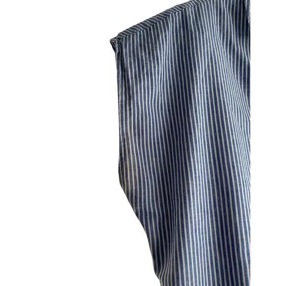 DKNY Donna Karan Blue White Striped Almost Sleeveless Size L Women's Top - Picture 6 of 10